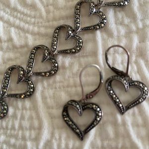 Marcassite Hearts Bracelet & Earrings
